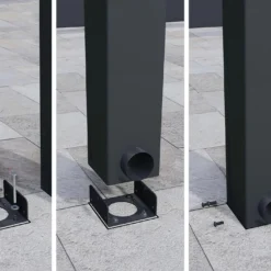 Pergola Adossée Aluminium Gris Et Polycarbonate - Stockholm 3,4 M + Stores -Jardelix Soldes Magasin ancrage pergola alu polycarbonate stockholm palram