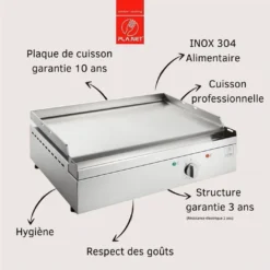 Plancha électrique En Inox 2080 W - 54 X 50 X 20 Cm -Jardelix Soldes Magasin avantages plancha inox