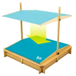 Bac à Sable En Bois Avec Auvent Escamotable – Wooden Sandpit -Jardelix Soldes Magasin bac a sable enfant auvent