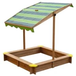 Axi Bac à Sable En Bois De Hemlock Lily + Parasol -Jardelix Soldes Magasin bac a sable lily avec parasol enfants bois imputrescible 118x118x117cm 4