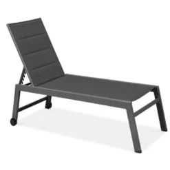 Bain De Soleil En Aluminium Et Toile Forli XL - 65 X 202 Cm (lot De 2)