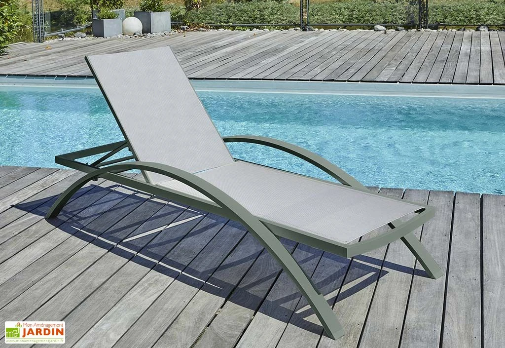 Bain De Soleil En Aluminium Avec Assise En Textilène - Barcelona (Lot De 2) 3 Bain De Soleil En Aluminium Avec Assise En Textilène - Barcelona (Lot De 2)
