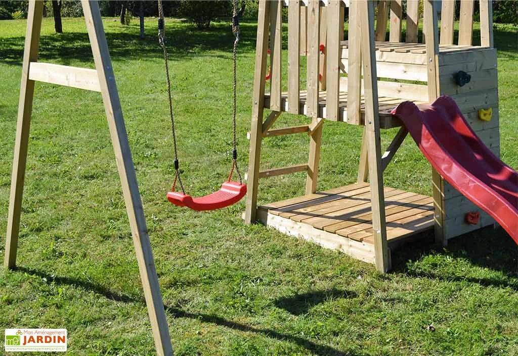Aire De Jeux En Bois Non Traité Avec Portique Balançoire Et Toboggan Panda 4 Aire De Jeux En Bois Non Traité Avec Portique Balançoire Et Toboggan Panda – Image 2