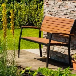 Banc De Jardin En Bois D’Eucalyptus Et Aluminium Flamingo 59 X 114 Cm -Jardelix Soldes Magasin banc jardin bois eucalyptus aluminium flamingo 59x114cm 1