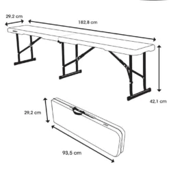 Lifetime Banc Pliable En Acier Et PEHD 182 X 29 Cm -Jardelix Soldes Magasin banc pliable acier pehd lifetime