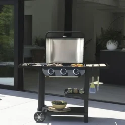 Barbecue Au Gaz Sur Chariot En Métal – 3 Brûleurs -Jardelix Soldes Magasin barbecue au gaz exterieur