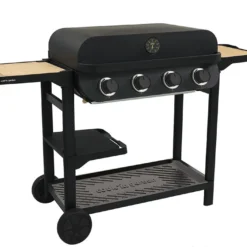 Barbecue Au Gaz Sur Chariot En Métal - 4 Brûleurs