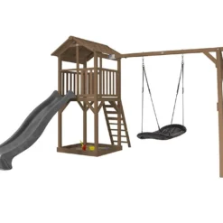 Axi Aire De Jeux En Bois De Hemlock Portique Nid D’Oiseau Ovale Beach Tower -Jardelix Soldes Magasin beach roxy marron gris