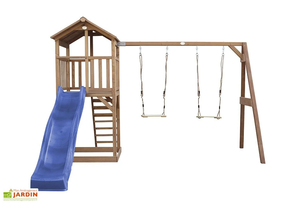 Axi Aire De Jeux En Bois : Toboggan Et Portique 2 Balançoires Beach Tower 3 Axi Aire De Jeux En Bois : Toboggan Et Portique 2 Balançoires Beach Tower