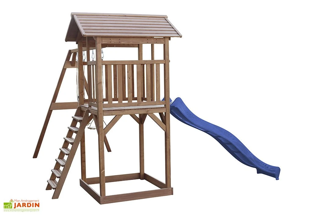 Axi Aire De Jeux En Bois : Toboggan Et Portique 2 Balançoires Beach Tower 4 Axi Aire De Jeux En Bois : Toboggan Et Portique 2 Balançoires Beach Tower – Image 2
