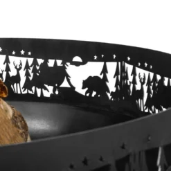 Braséro En Acier Décoré Forest – 80 Cm -Jardelix Soldes Magasin braseo acier decore forest 80 cm 2