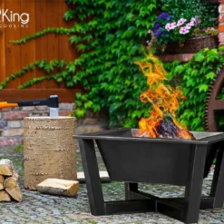 Braséro De Jardin En Acier Brasil 70 Cm – Pieds Bruts -Jardelix Soldes Magasin brasero acier 70cm carre brasil cookking