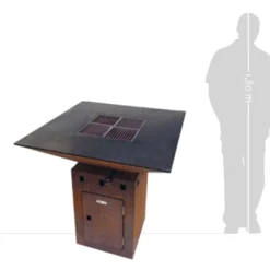 Braséro Barbecue En Acier Et Inox L102 Cm H84 Cm – Cube L -Jardelix Soldes Magasin brasero acier barbecue grille cuisson remundi cube l