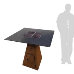 Braséro Barbecue En Acier Et Inox L82 Cm H81 Cm – Cube M -Jardelix Soldes Magasin brasero acier barbecue grille cuisson remundi cube m