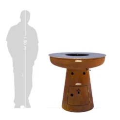 Braséro Barbecue En Acier Et Inox Ø102 Cm H105 Cm – Nero L105 -Jardelix Soldes Magasin brasero acier barbecue grille cuisson remundi nero l105