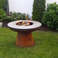 Braséro Barbecue En Acier Et Inox Ø102 Cm H68 Cm – Nero L68 -Jardelix Soldes Magasin brasero acier barbecue grille cuisson remundi nero l68 1