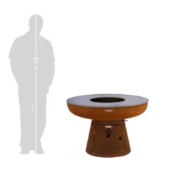 Braséro Barbecue En Acier Et Inox Ø102 Cm H68 Cm – Nero L68 -Jardelix Soldes Magasin brasero acier barbecue grille cuisson remundi nero l68