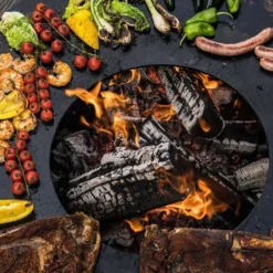 Braséro Barbecue En Acier Et Inox Ø102 Cm H68 Cm – Nero L68 -Jardelix Soldes Magasin brasero acier barbecue grille cuisson remundi nero 3