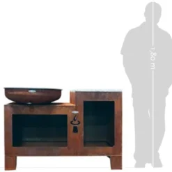 Braséro Barbecue En Acier Et Inox + Table Ø82 Cm H90 Cm – Vulcano M -Jardelix Soldes Magasin brasero acier barbecue grille cuisson remundi vulcano m