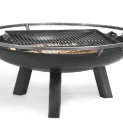 Braséro En Acier Porto + Grille De Cuisson (plusieurs Dimensions) -Jardelix Soldes Magasin brasero acier noir brut porto grille cuisson 1