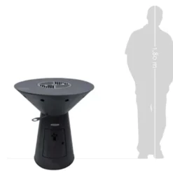 Braséro Barbecue En Acier Thermolaqué Et Inox Ø79 Cm H89 Cm – Phoenix -Jardelix Soldes Magasin brasero acier thermolaque gris barbecue grille cuisson remundi phoenix