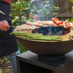 Braséro Plancha D’extérieur Avec Plaque De Cuisson En Acier - ø 80 X 101 Cm -Jardelix Soldes Magasin brasero alimentation bois