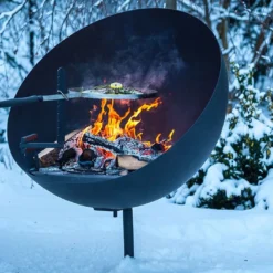 Braséro Barbecue En Acier Lune 100 Cm + Grille De Cuisson -Jardelix Soldes Magasin brasero barbecue acier noir lune 100cm 3