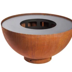 Braséro Barbecue En Acier Boule Oxydé 100 Cm