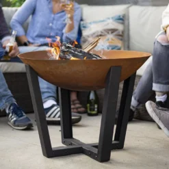 Braséro De Jardin En Fonte Oxydée Et Acier Noir Icarus 66 Cm -Jardelix Soldes Magasin brasero fonte acier oxyde 66cm icarus la hacienda 1