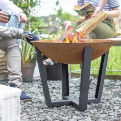 Braséro De Jardin En Fonte Oxydée Et Acier Noir Icarus 66 Cm -Jardelix Soldes Magasin brasero fonte acier oxyde 66cm icarus la hacienda 2