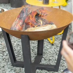 Braséro De Jardin En Fonte Oxydée Et Acier Noir Icarus 66 Cm -Jardelix Soldes Magasin brasero fonte acier oxyde 66cm icarus la hacienda