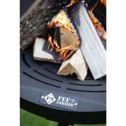 Braséro Barbecue En Acier Lune 100 Cm + Grille De Cuisson -Jardelix Soldes Magasin brasero jardin acier feu du jardin