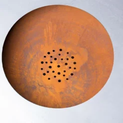 Braséro Plancha En Acier Avec Couvercle Couleur Rouille – Ø80 Cm -Jardelix Soldes Magasin brasero orion rouille 6