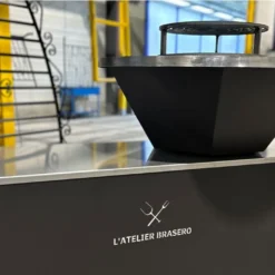 Brasero Design Avec Plaque De Cuisson En Acier + Plan De Travail – ø 85 Cm -Jardelix Soldes Magasin brasero plan de travail