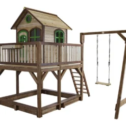 Axi Maisonnette Pour Enfant En Bois De Hemlock Liam 2 + Toboggan + Balançoire -Jardelix Soldes Magasin cabane aire de jeux portique toboggan liam2 1