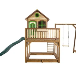 Axi Maisonnette Pour Enfant En Bois De Hemlock Liam 2 + Toboggan + Balançoire -Jardelix Soldes Magasin cabane aire de jeux portique toboggan liam2 2