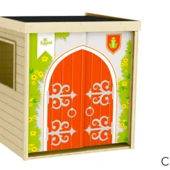 Cabane Enfant En Bois Soulet Avec Tissu Imprimé – Rideau -Jardelix Soldes Magasin cabane bois enfant rideau chateau soulet