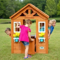 Cabane En Bois Maison D’Enfants De Jardin Equipée Timberlake -Jardelix Soldes Magasin cabane bois maison enfant jardin cedre tropical timberlake cuisine 2