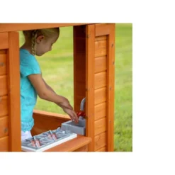 Cabane En Bois Maison D’Enfants De Jardin Equipée Timberlake -Jardelix Soldes Magasin cabane bois maison enfant jardin cedre tropical timberlake cuisine 3
