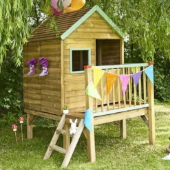 Cabane Maison D’Enfants En Bois Traité Sur Pilotis Winny – 1,5 X 2 M -Jardelix Soldes Magasin cabane jardin maison enfants bois brut pilotis 155x175cm 1
