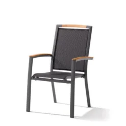 Chaise De Jardin Alu Et Teck Empilable Catena Gris Anthracite (lot De 6)