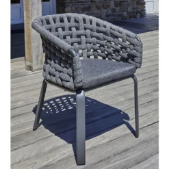 Salon De Jardin Haut 6 Places En Aluminium Et Corde Tressée - Camargue -Jardelix Soldes Magasin chaise jardin aluminium corde tressee