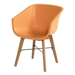 Chaise De Jardin En Bois D’acacia Et Résine Amalia (lot De 2) -Jardelix Soldes Magasin chaise jardin bois acacia resine amalia orange