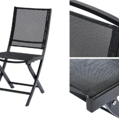 Salon De Jardin Carré Whitestar : 1 Table Extensible + 8 Fts + 4 Chs -Jardelix Soldes Magasin chaise pliante aluminium textilene noir 1