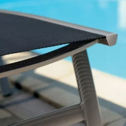 Chaise De Jardin Alu Et Textilux Empilable Trento Gris Graphite (lot De 6) -Jardelix Soldes Magasin chaise trento noire 1 1