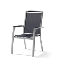 Chaise De Jardin Alu Et Textilux Empilable Trento Gris Graphite (lot De 6)