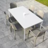 Salon De Jardin : 1 Table Aluminium 160 X 90 Cm + 4 Chaises + 2 Fauteuils – Hall -Jardelix Soldes Magasin chaises jardin polypropylene blanc taupe