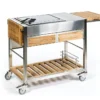Chariot Pour Cuisine Extérieure Acier Et Teck TomBoy Duo Unico -Jardelix Soldes Magasin chariot teck acier inox cuisine exterieure indu plus tomboy duo unico