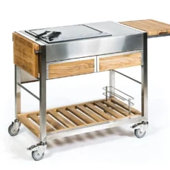 Chariot Pour Cuisine Extérieure Acier Et Teck TomBoy Duo Unico