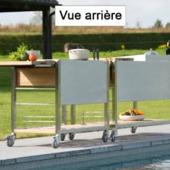 Chariot Pour Cuisine Extérieure Acier Et Teck TomBoy Duo Unico -Jardelix Soldes Magasin chariot teck acier inox cuisine exterieure indu plus tomboy 1
